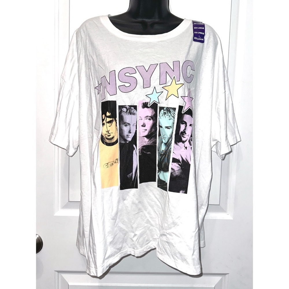 NSYNC  Ladies Band Tee  Graphic White T Shirt Top